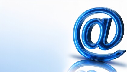 블루 네온 스타일의 '@' 기호가 빛나는 배경화면