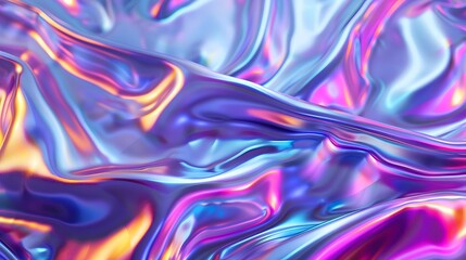 Obraz premium Captivating Glossy Holographic Fluid Background with Iridescent Color Shifts and Futuristic Aesthetic