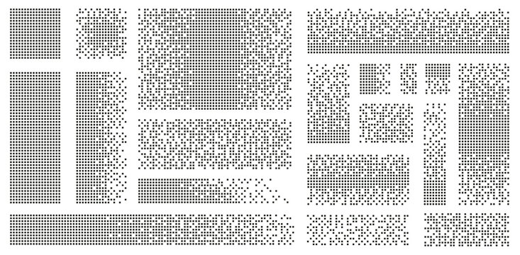 Disintegration pixel effect illustration. Vector rectangle elements