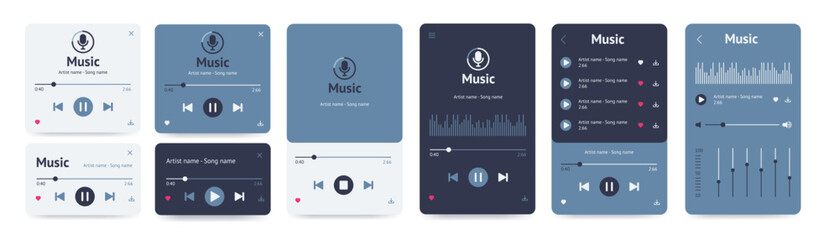 Music player interface UI/UX design set © 4zevar