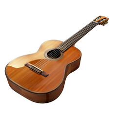 wooden acoustic guitar with glossy finish, showcasing its elegant design and craftsmanship. instrument is perfect for music lovers and performers
