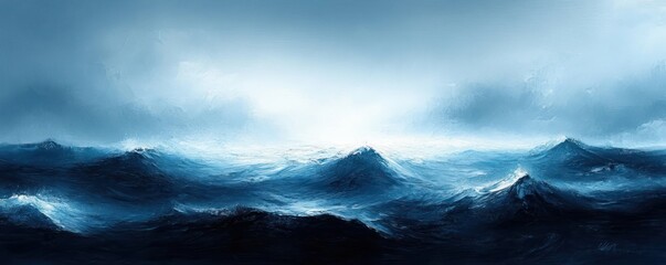 Naklejka premium Abstract Expressionism Icy Background with Soft Brushstrokes and Blended Shades of Blue