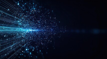 Obraz premium Abstract Digital Network With Blue Lines And Light On Dark Background