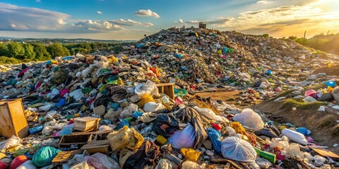 Fototapeta premium Urban Dumpster Fire, Unsorted Garbage, City Dump, Trash Pile