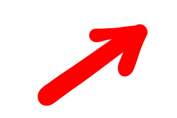 ペンで手描きしたような赤い太い矢印
