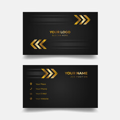 Gold arrow business card design, white background
