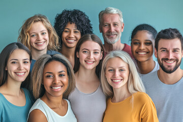 Diverse group of smiling people, close-up portrait.