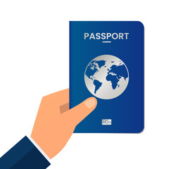 Hand Holding Passport Vector Illustration on a White Background for Travel Concept
