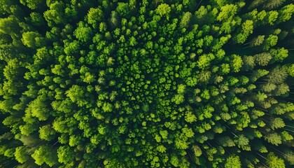 Aerial view of lush green forest canopy nature landscape vibrant ecosystem tranquil environment bird's eye perspective