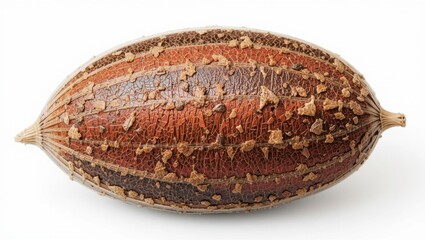 Brown Oval Seed with Unique Texture on White Background Representing Natural Plant Life