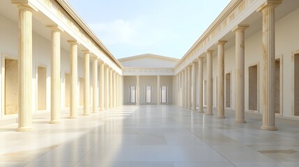 Fototapeta premium Majestic Ancient Greek Agora with Elegant Colonnades and Minimalist Stone Textures