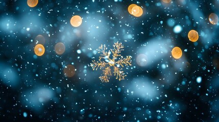 Obraz premium Dreamy Softly Glowing Fairy Lights with Blurred Snowflakes Magical Holiday Background