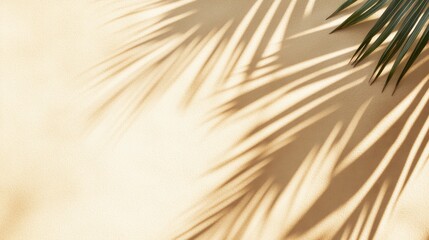 Obraz premium Palm Frond Shadows On Light Textured Background Scene.