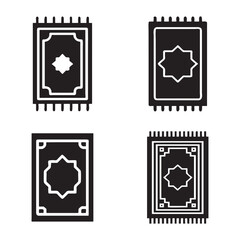 Simple Black and White Vector Icons Featuring Islamic Symbols