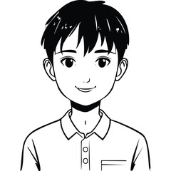 Obraz premium Hand-Drawn Ink Style Portrait of a Young Boy