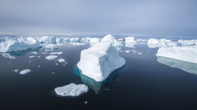 Icebergs floating in Cierva Cove, Antarctica
