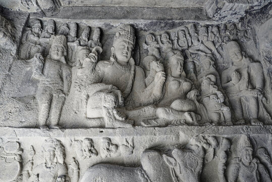  Ellora Caves in Maharashtra India, which is a UNESCO World Heritage Site, are the world's largest monolithic excavation of 34 Hindu, Buddhist and Jain temples carved into a basalt cliff. 