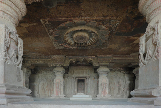  Ellora Caves in Maharashtra India, which is a UNESCO World Heritage Site, are the world's largest monolithic excavation of 34 Hindu, Buddhist and Jain temples carved into a basalt cliff. 