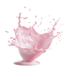 A splash of pink liquid forms a dynamic shape, showcasing fluid motion and vibrant color.