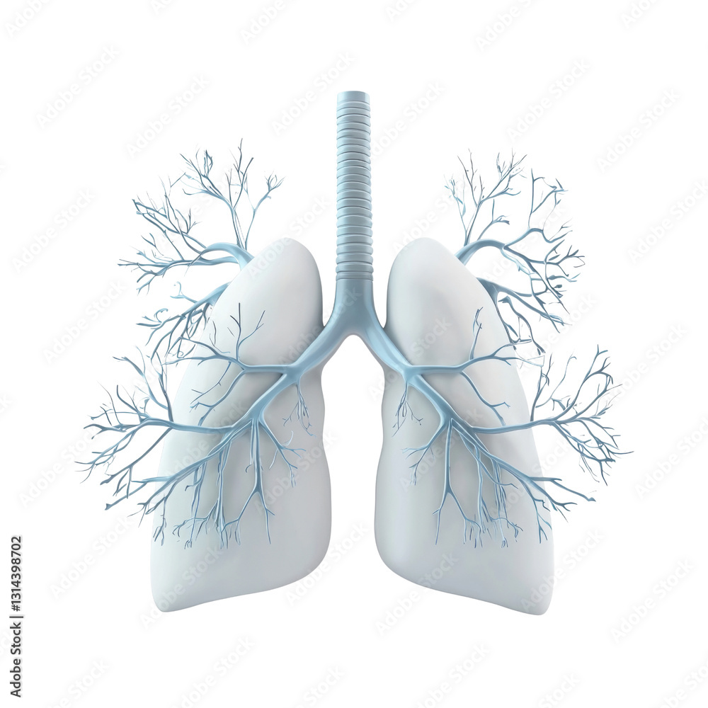 Poster Lung anatomy illustration showing detailed bronchial tree structure, emphasizing respiratory system complexity and function