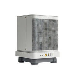 Fototapeta premium Compact desktop wireless speaker with USB and audio inputs isolated on transparent background, cutout png