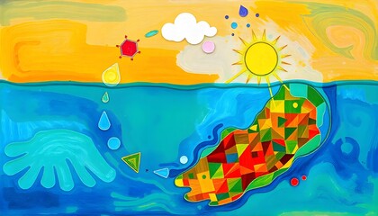 An abstract artwork depicting the water cycle, World Water Day concept