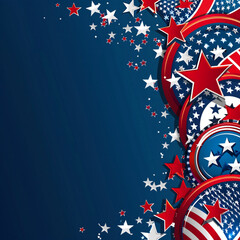 Fototapeta premium blue background with USA flag for veterans day. Wallpaper for design with lettering top view