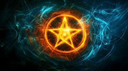 Glowing Pentagram Ritual in Swirling Mystical Dark Energy