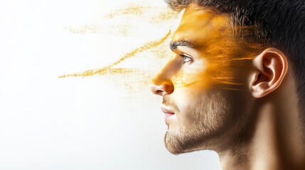 Young Man with Colorful Face Paint Artistic Concept Portrait for Creative and Abstract Expression Photography