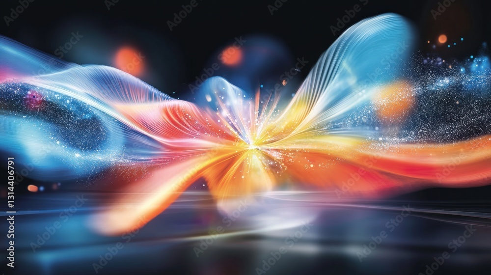 Poster dynamic color fusion abstract art digital creation vibrant environment close-up view visual concept 