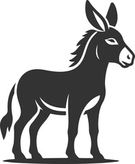 Donkey standing tall with ears forward vector silhouette animal design