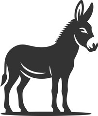 Donkey standing tall with ears forward vector silhouette animal design