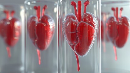 Realistic Heart Models in Transparent Glass Containers for Science
