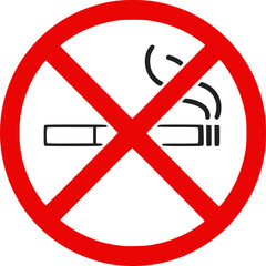 Obraz premium No smoking cigarette or vape sign, cigarette, vape in prohibition circle area 