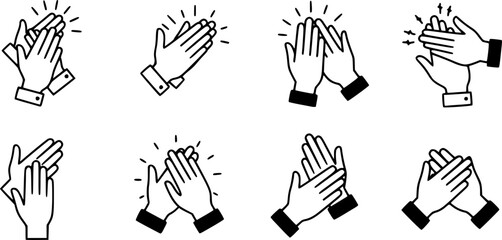 Hands clap icons set, ovation, clapping hands, applause, delight
