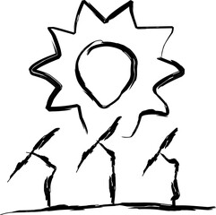solar plant icon in doodle style