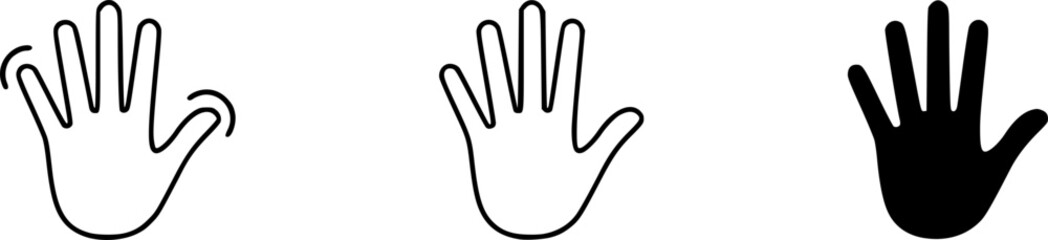 Waving hand icons set, greeting, paying attention
