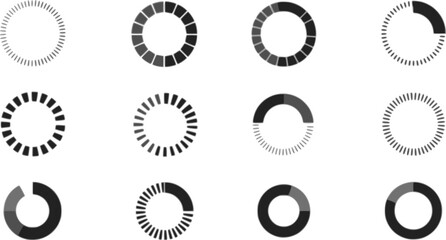Set loading bar icons. Progress bar loading signs. Collection loading status bar in different design. Download progress icons &ndash; vector
