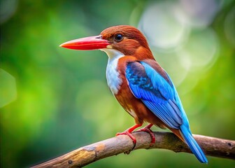 Obraz premium White-Throated Kingfisher Fashion Photography, Bird Fashion, Elegant Kingfisher