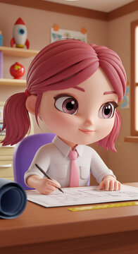 mujer de negocios animada en 3d