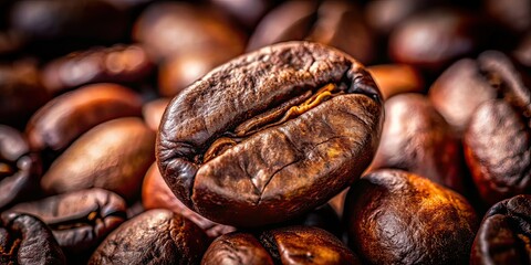 Obraz premium Wolf Coffee Bean Documentary Photography, Dark Roast, Close Up, Grain, Texture