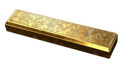 Fototapeta premium A detailed gold bar with engraved markings on a transparent background