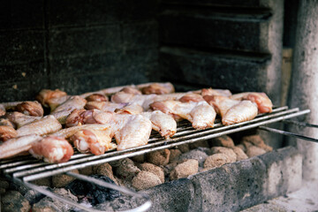 Chicken Meat on Barbecue Fire
