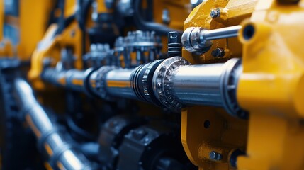 Yellow Machine Engine Closeup