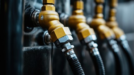 Industrial valves, close-up, factory, pipes