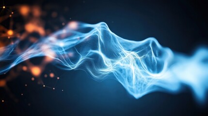 Obraz premium Dynamic energy waves abstract visualization digital art dark background close-up concept of motion and light