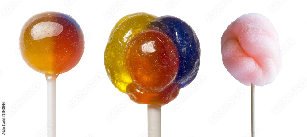 Poster a rainbow lollipop with vibrant color swirls on a stick, perfect for candy-themed designs, is provid