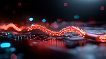 Modern Vibrant Abstract Tech Background with Waves