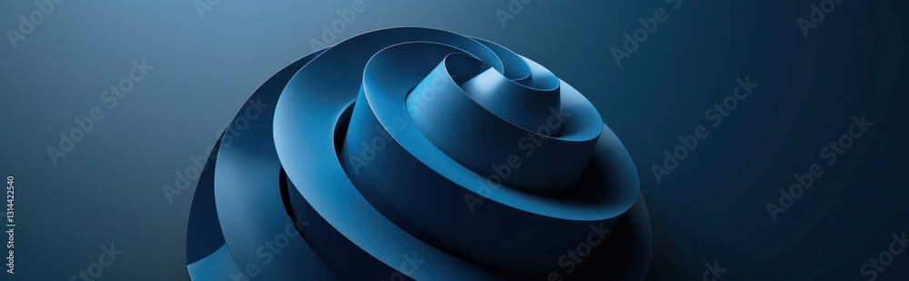 Canvas Prints abstract dark blue background with three dimensional spiral shape, simple and minimalistic design co