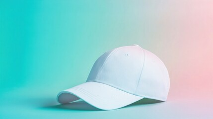 Fototapeta premium Simple white baseball cap on a gradient backdrop